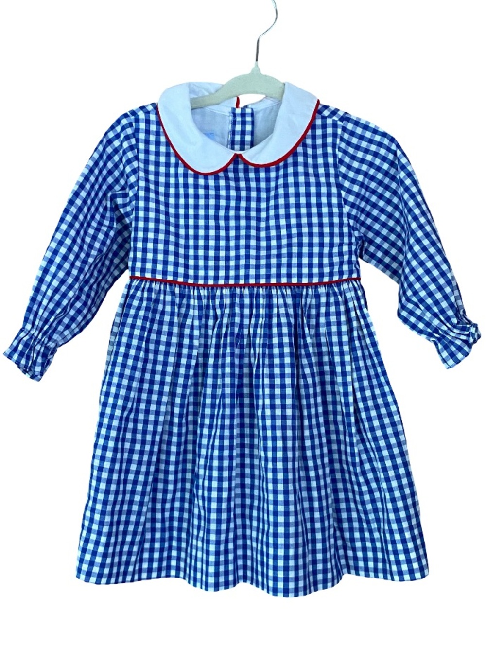 Bella Bliss blue white and blue gingham collared cotton dress size 12 months